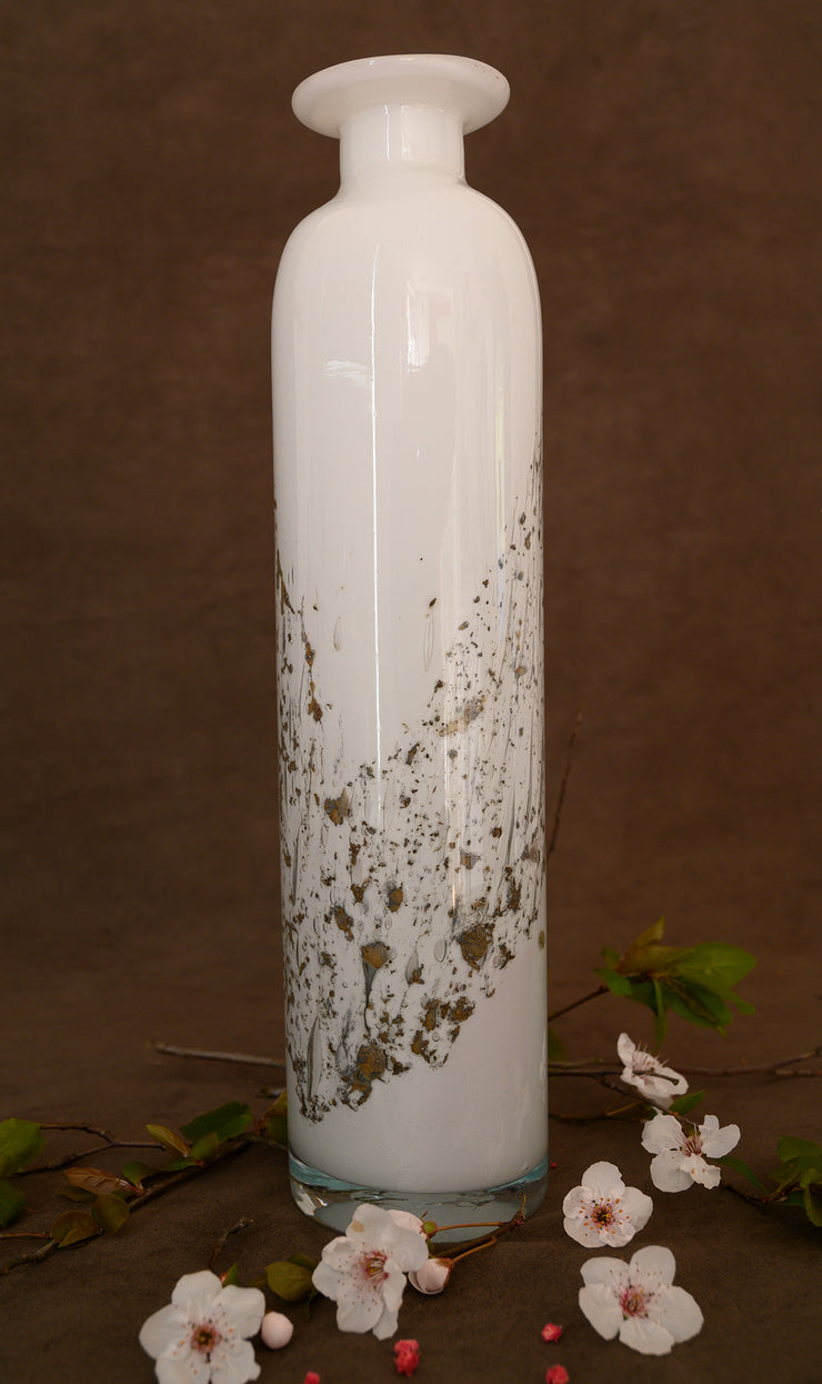 Vase Glass White Silver Colour