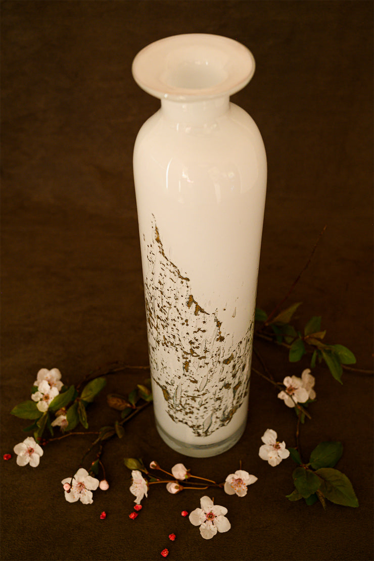 Vase Glass White Silver Colour