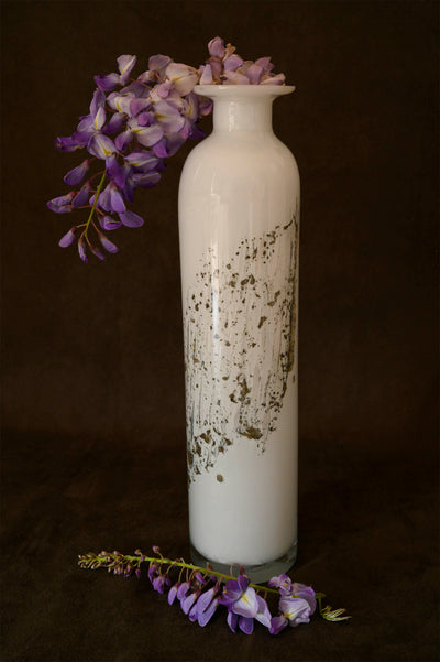 Vase Glass White Silver Colour