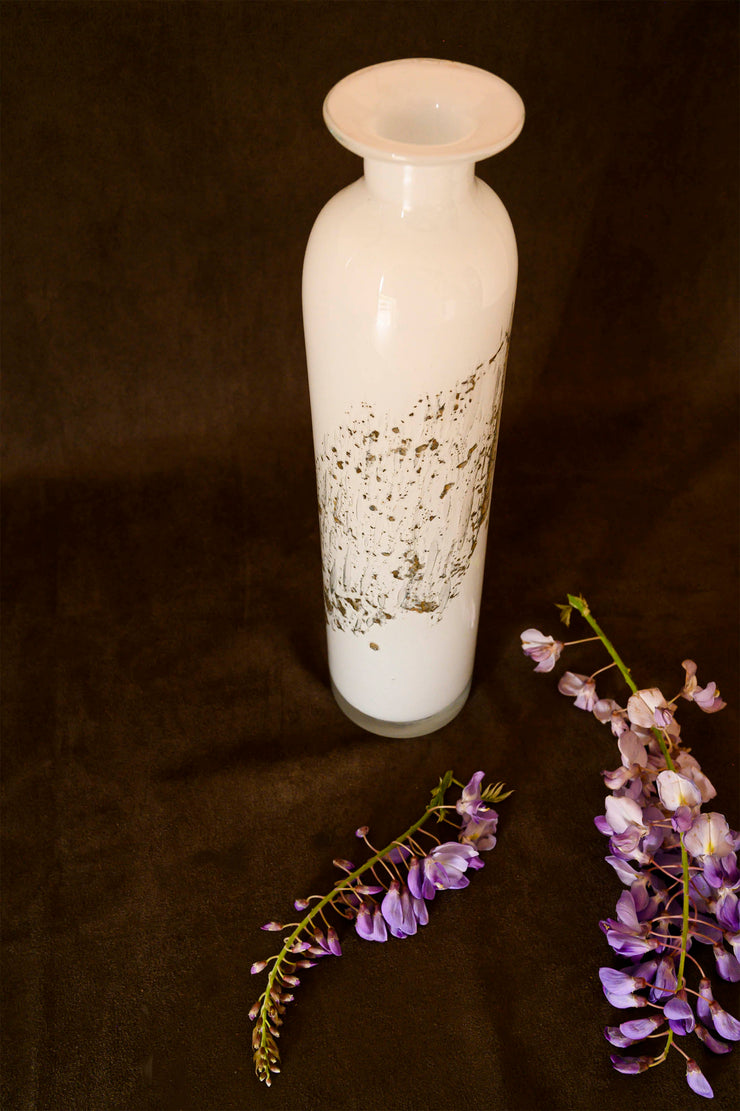 Vase Glass White Silver Colour